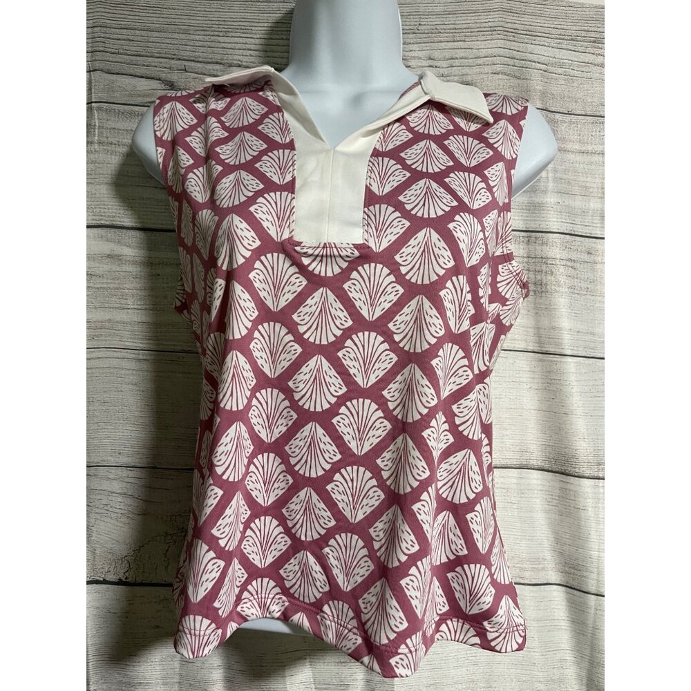 Sigrid Olsen Golf & Tennis Sleeveless Polo Top Womens Size Small Pink Shell Desi